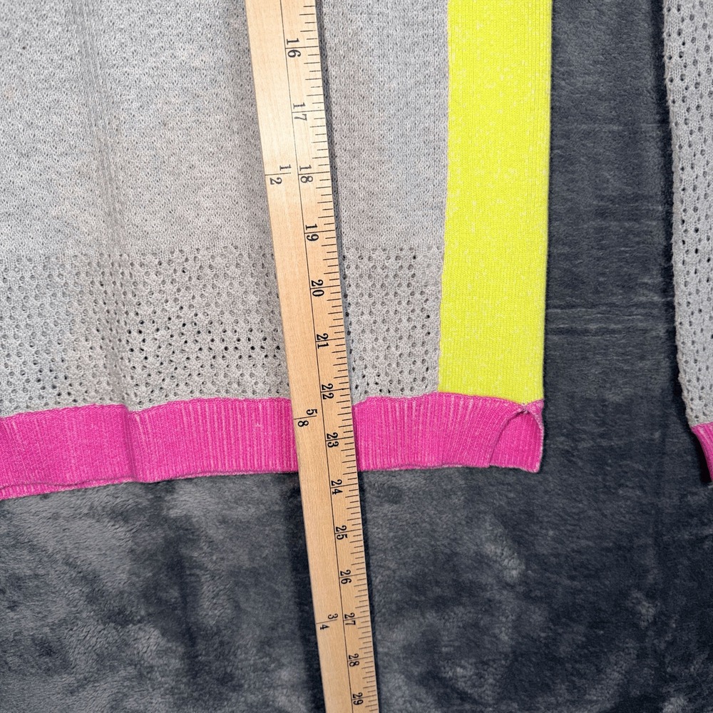 Peace of Cloth Womens Colorblock Sweater XS Gray Pink Neon Long Sleeve Cotton - Picture 4 of 7